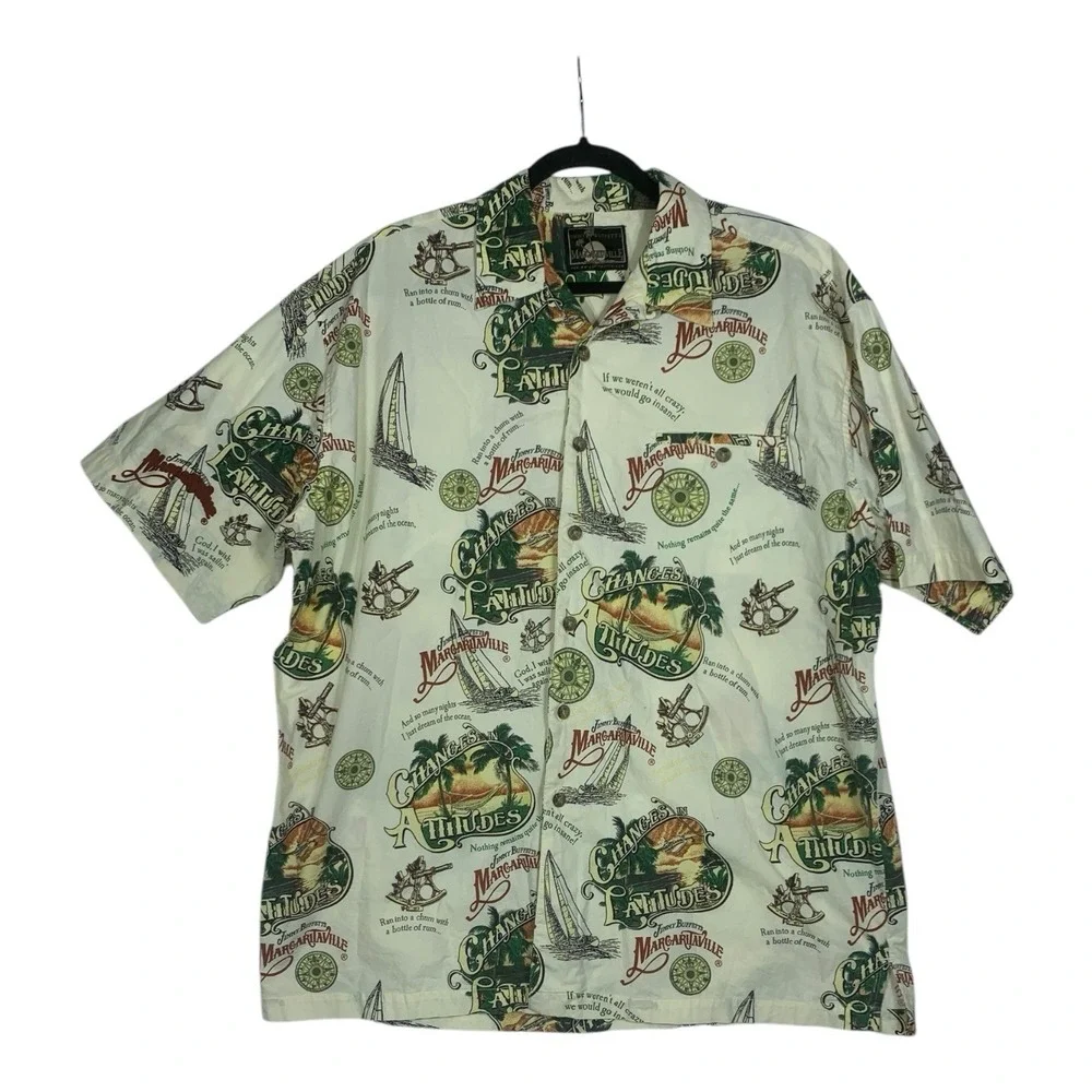 Jimmy Buffett Margaritaville XLarge Changes in Latitudes Hawaiian Shirt Cream - Picture 1 of 11